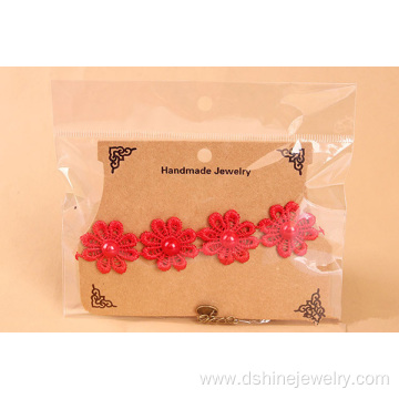 Red Daisy Lace Accessories Female Fashion Handmade Anklets